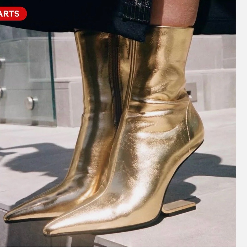 Gold Metallic Ankle Boots
